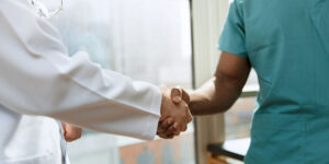 Physicians shaking hands