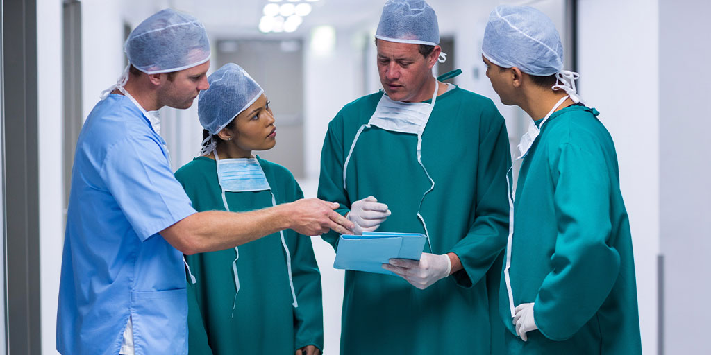 Group of surgeons talking